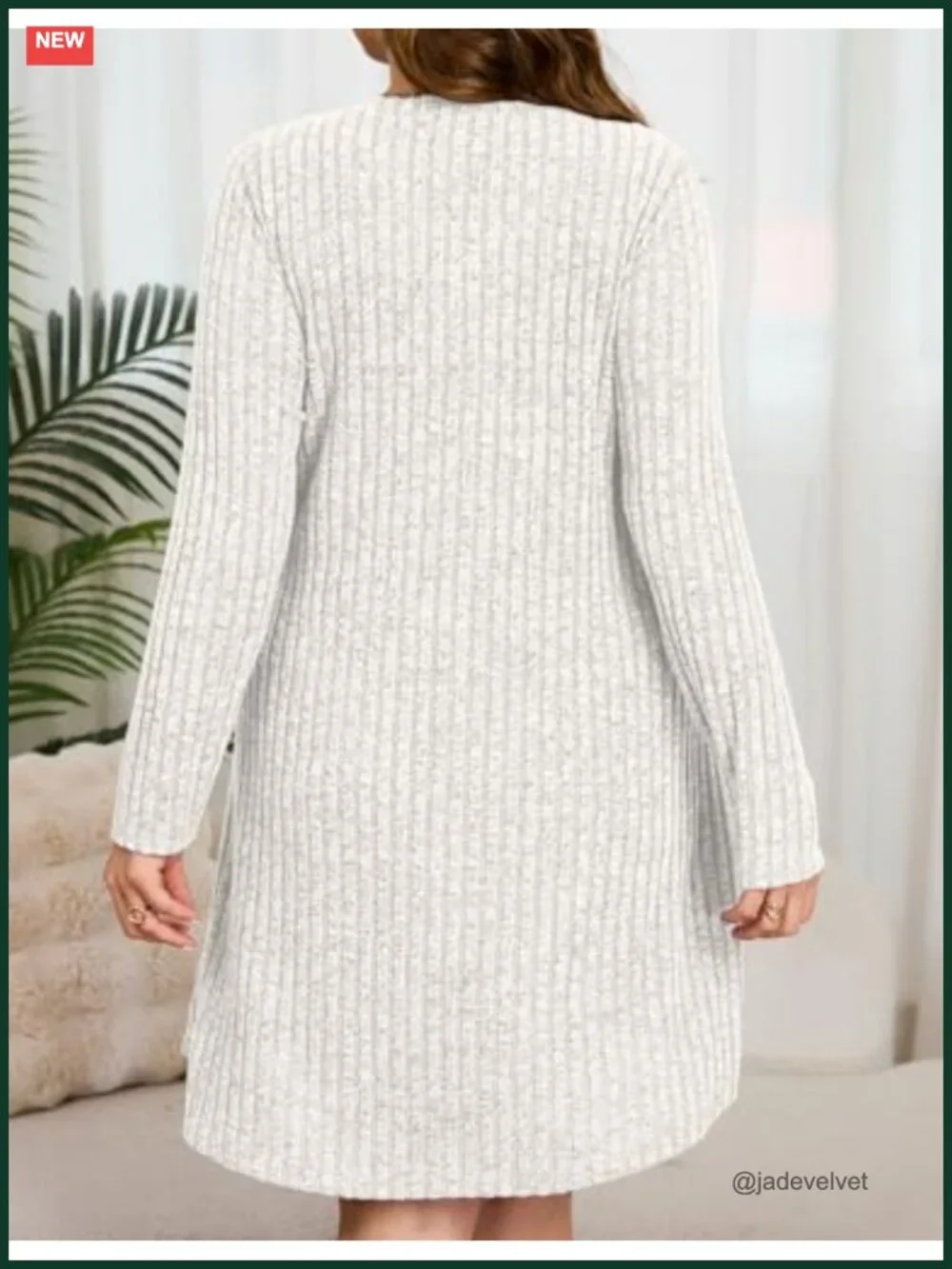 Women's Plus Size Knit Sweater Dress Long Sleeve V-Neck with Pockets Casual